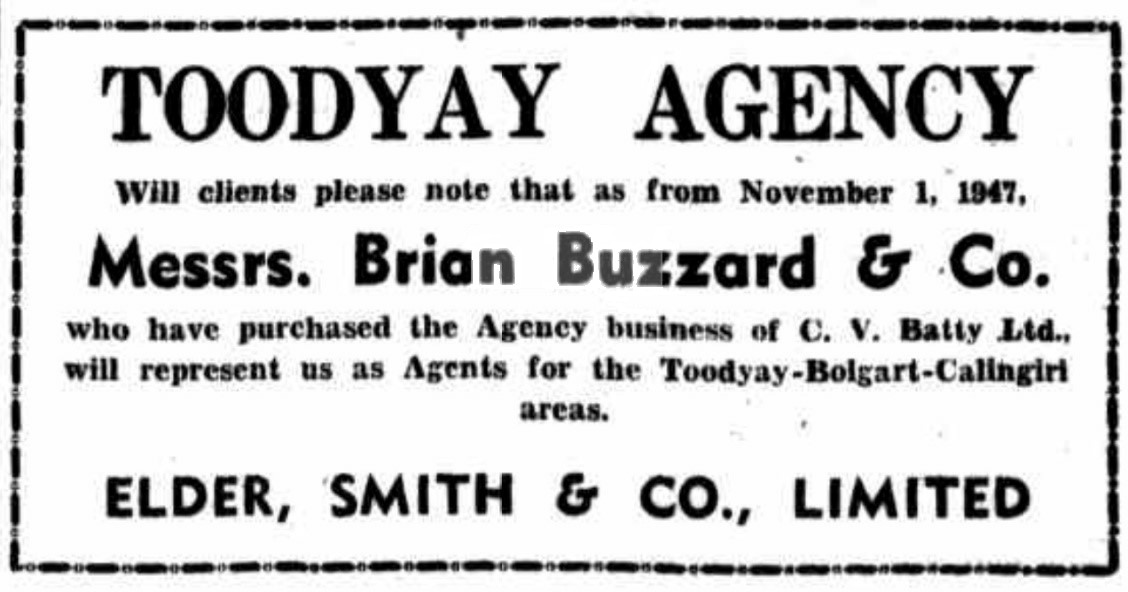 First advertisement for Messrs. Brian Buzzard & Co.